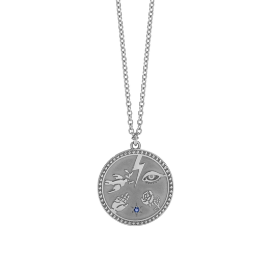 Meadowlark Sterling Silver Blue Sapphire  Talisman Necklace