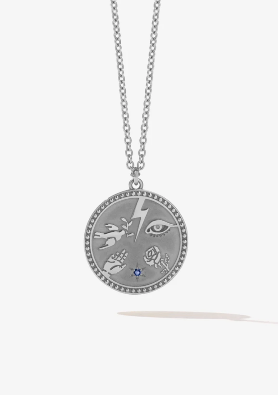 Meadowlark Sterling Silver Blue Sapphire  Talisman Necklace