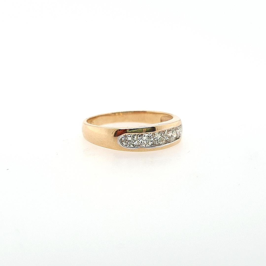 9ct Yellow Gold Five Diamond Channel Set Band Ring