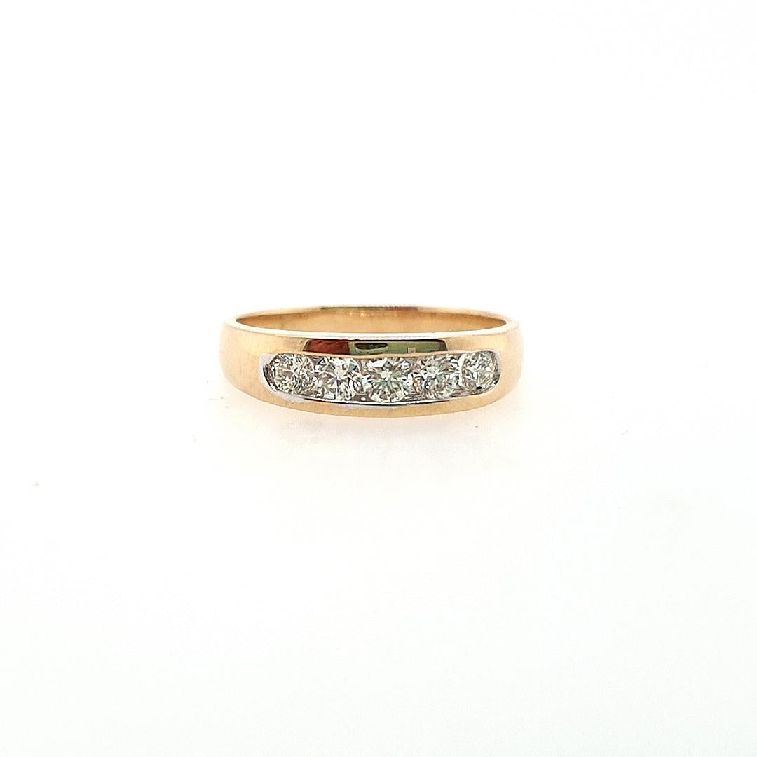 9ct Yellow Gold Five Diamond Channel Set Band Ring