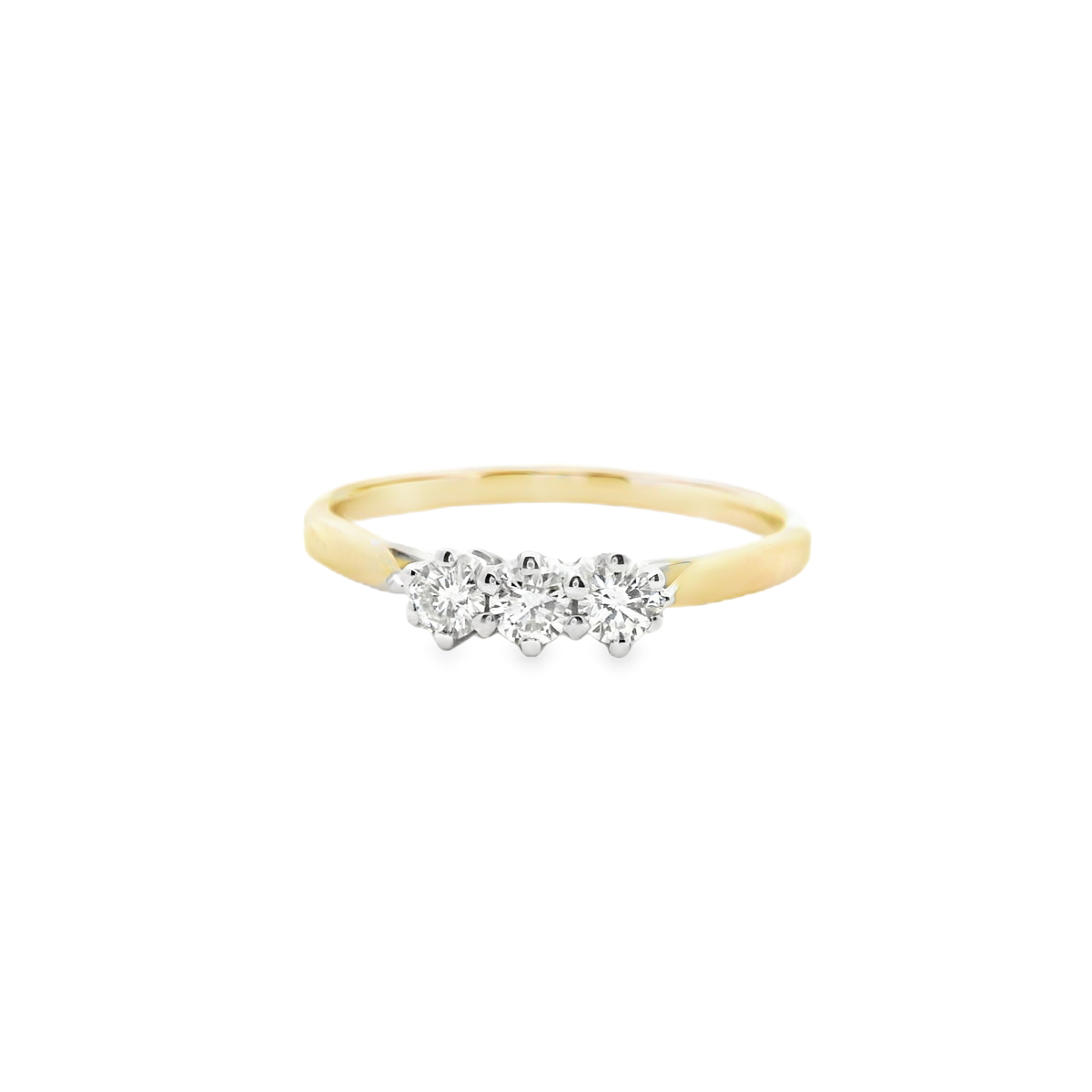 9ct Yellow Gold Diamond Three Stone Ring