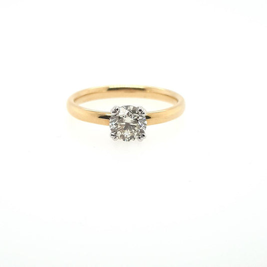 18ct Yellow Gold 0.81ct Round Brilliant Claw Set Diamond Solitaire Ring