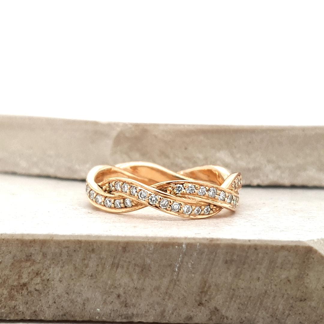The Haven Setting 18ct Rose Gold 0.30ct Round Brilliant Diamond Twist Style Band Ring