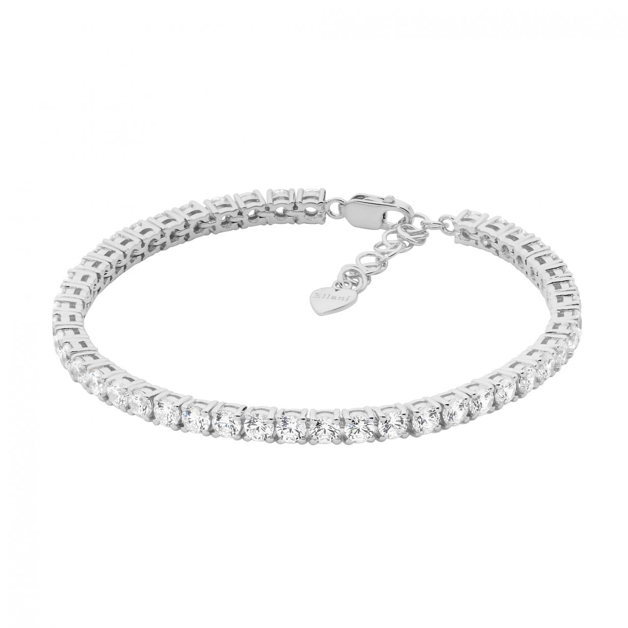 Ellani Sterling Silver 3.5mm White Cubic Zirconia Tennis Bracelet