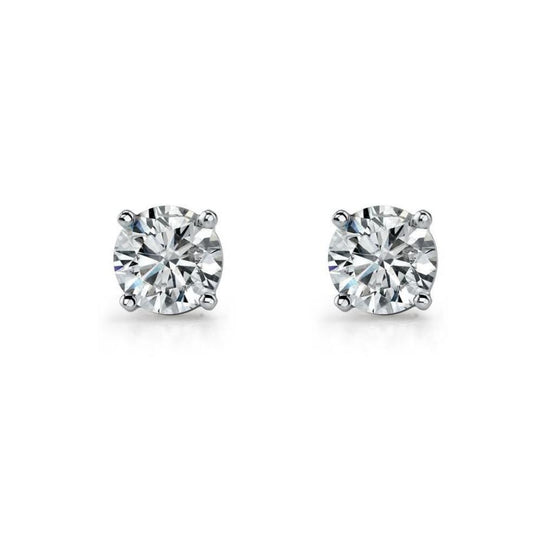 Ellani Silver 10mm CZ Claw Set Stud Earrings