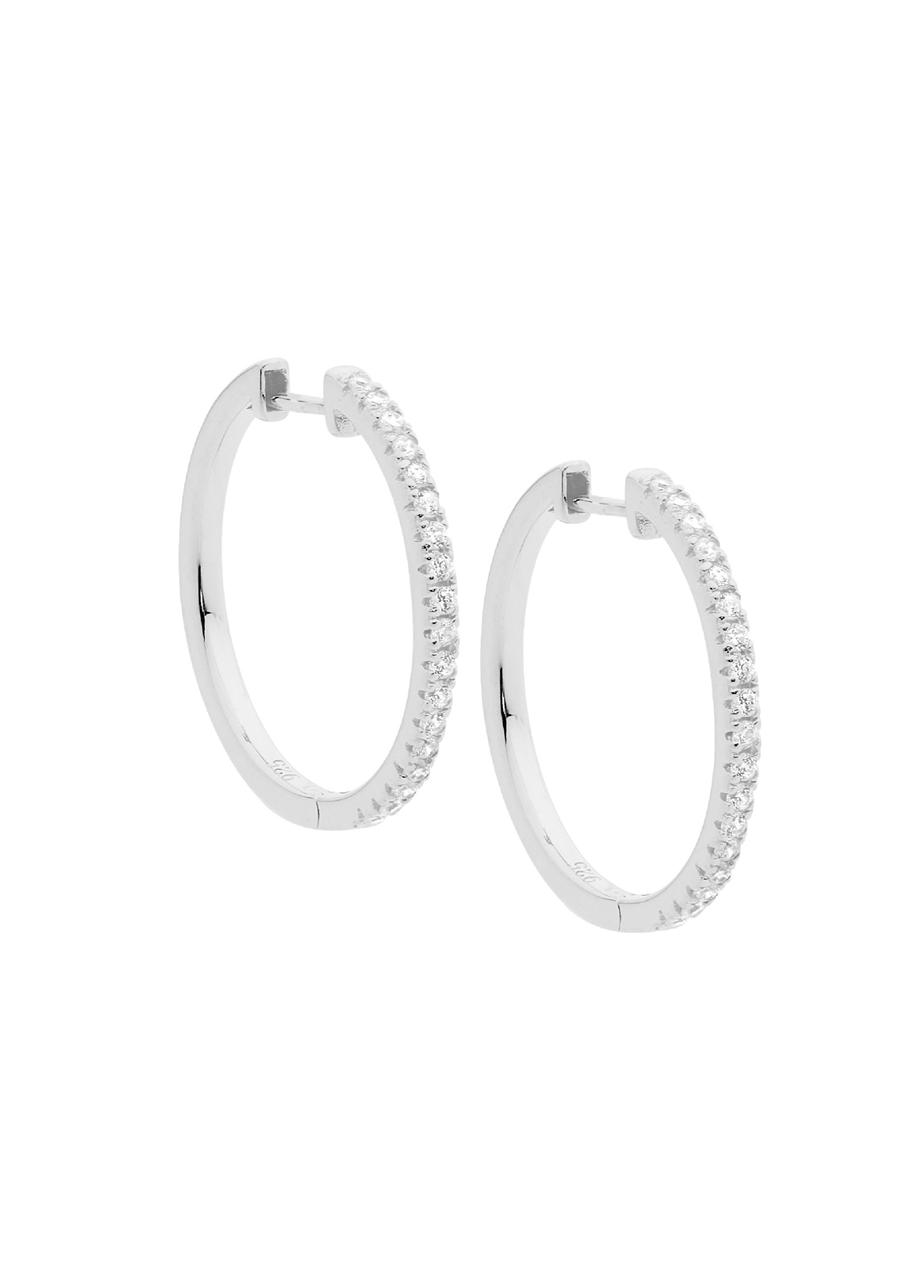 Ellani Sterling Silver 25mm Cubic Zirconia Hoop Earrings