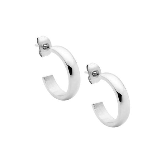 Ellani Stainless Steel 4mm Wide 22mm Hoop Stud Earrings