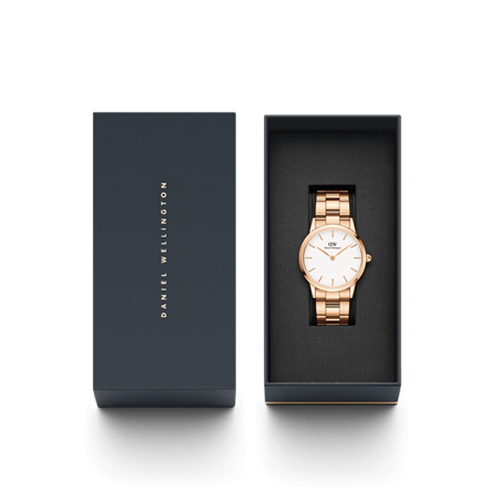 Daniel Wellington 32mm Rose Gold Plated Iconic Link Strap Watch with White Dial