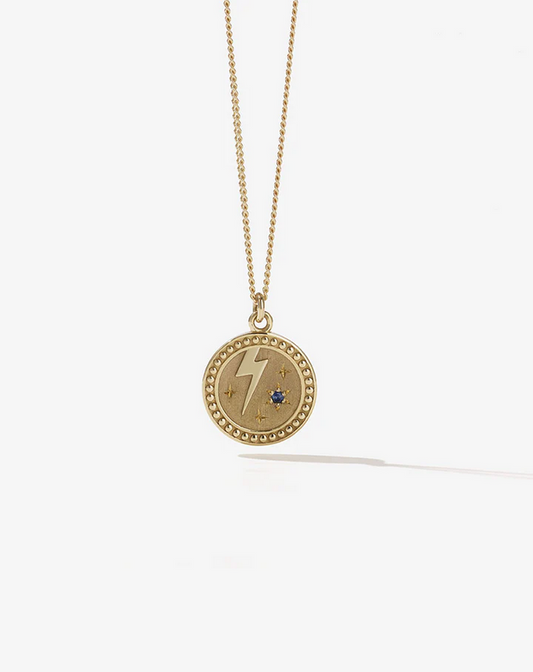 Meadowlark Gold Plated Blue Sapphire Amulet Strength Necklace