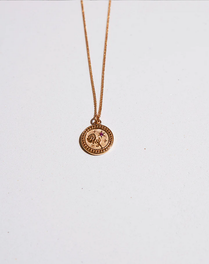 Meadowlark Gold Plated Pink Sapphire Love Amulet Necklace