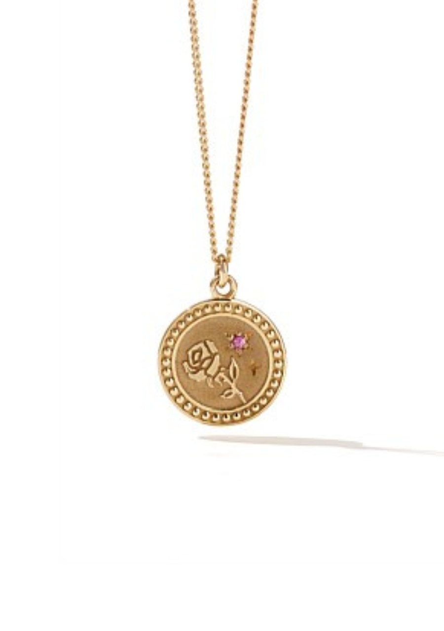 Meadowlark Gold Plated Pink Sapphire Love Amulet Necklace