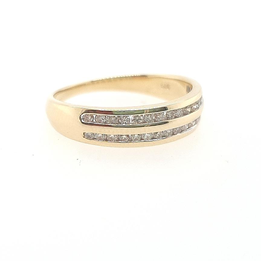 9ct Yellow Gold Two Row Channel Set Diamond Band Ring