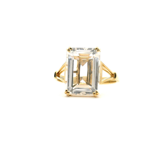 Clear Quartz 9ct Yellow Gold Ring