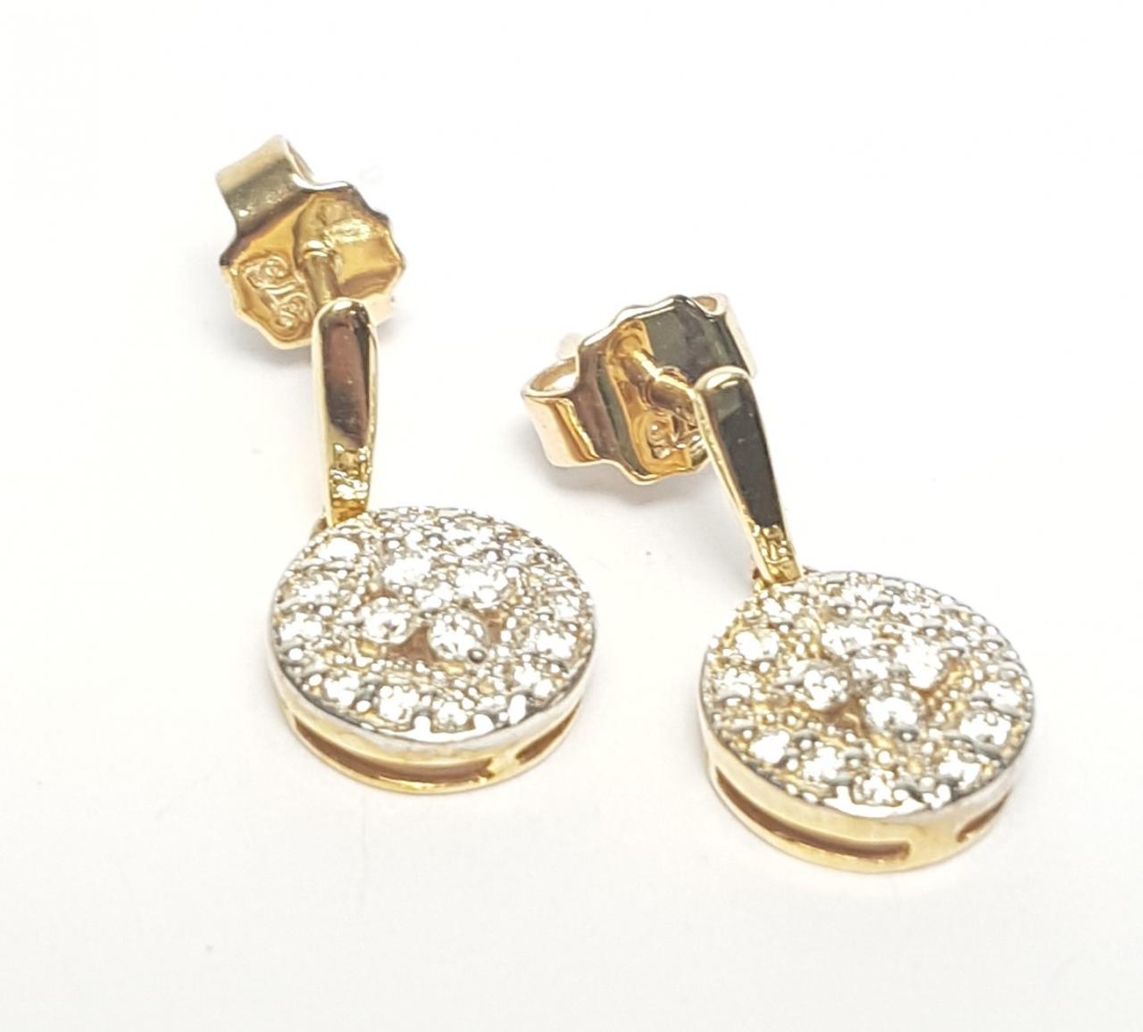 Diamond Cluster 0.25ct Round Brilliant Claw Set 9ct Yellow Gold 0.25ct Round Brilliant Claw Set Stud Drop Earrings