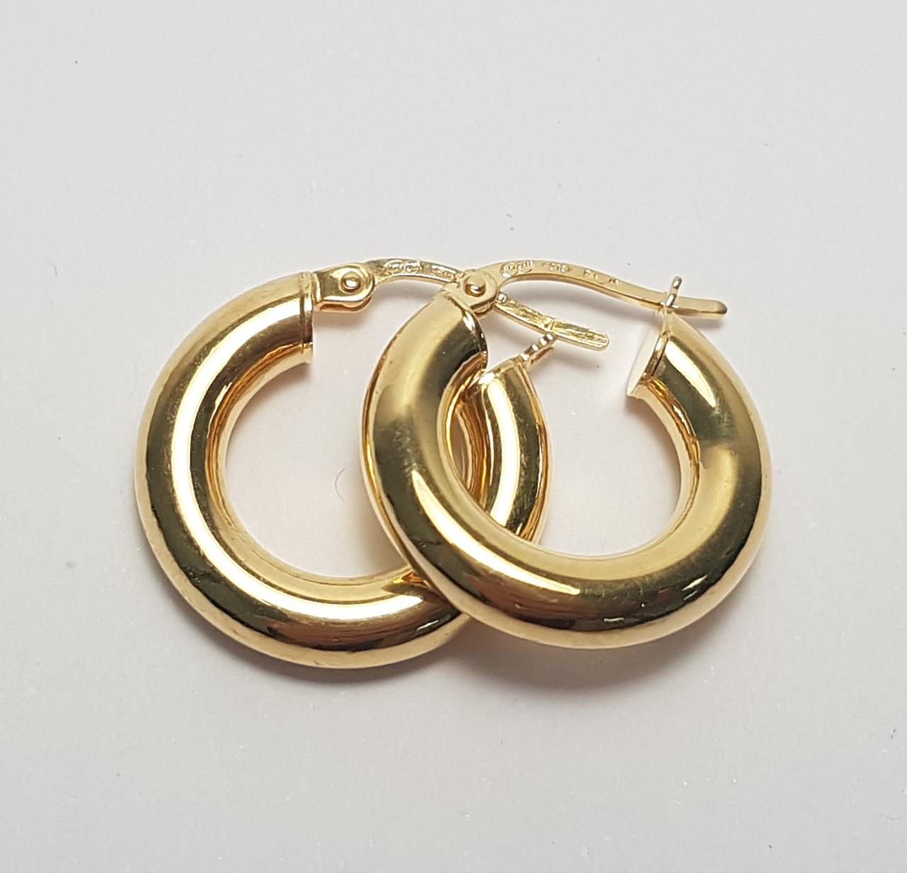 9ct Yellow Gold 4mm x 10mm Plain Tube Hoop Earrings