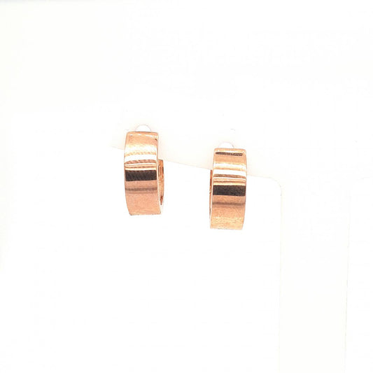 9ct Rose Gold 4.7mm Hinged Plain Huggie Earrings