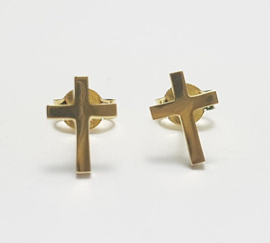 9ct Yellow Gold Cross Stud Earrings