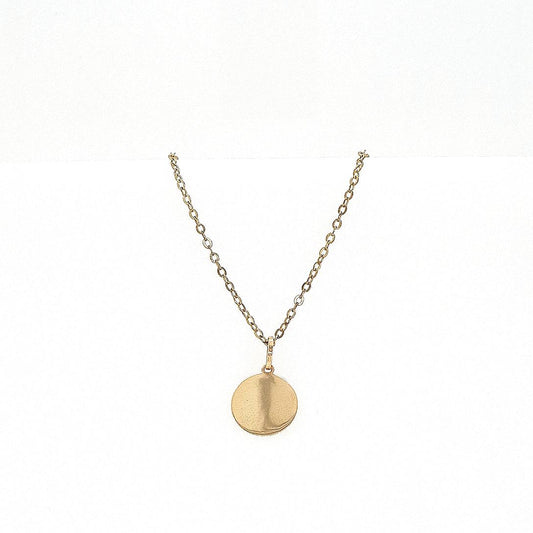 9ct Yellow Gold Plain Round Disc 12mm Pendant ONLY