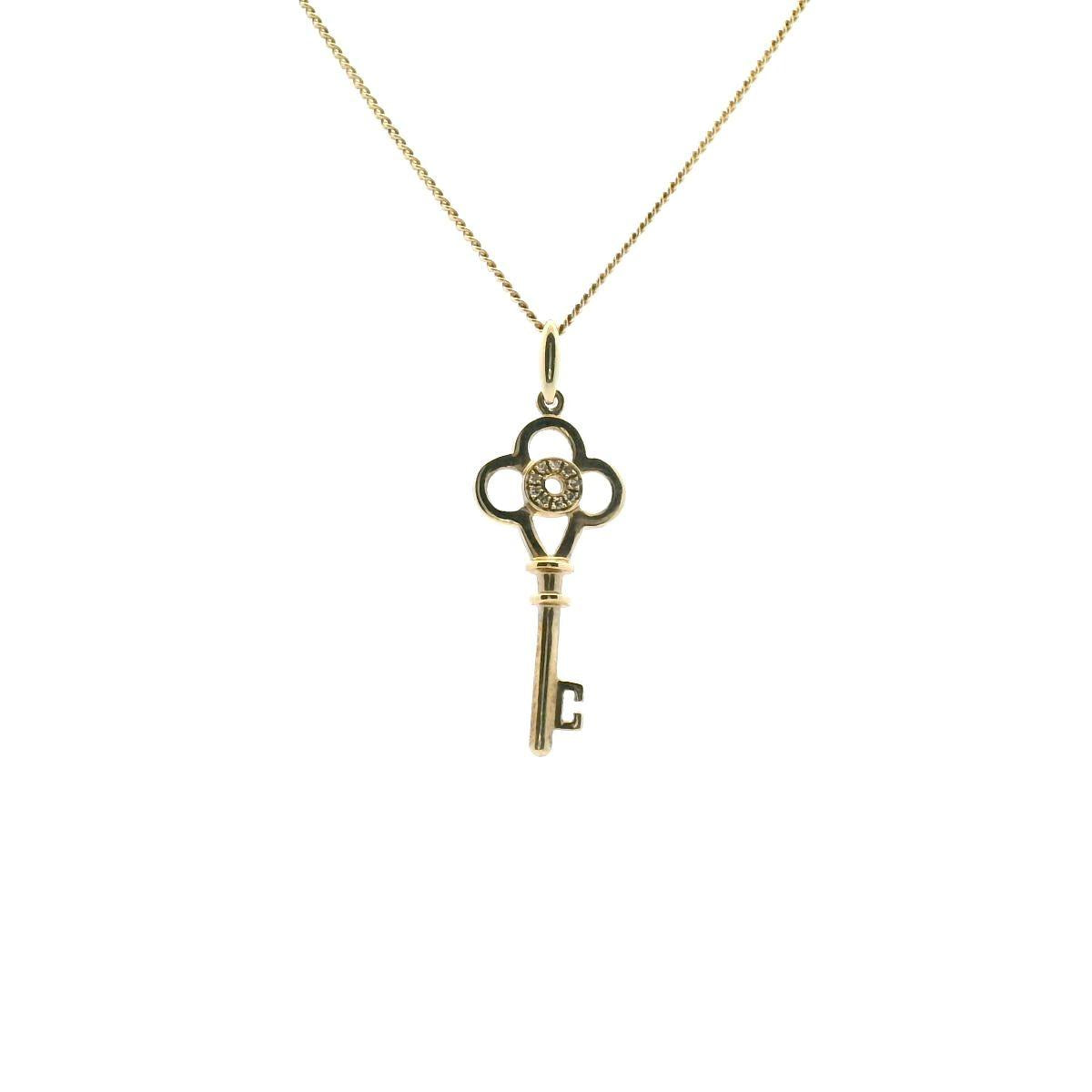 9ct Yellow Gold Diamond Key Pendant