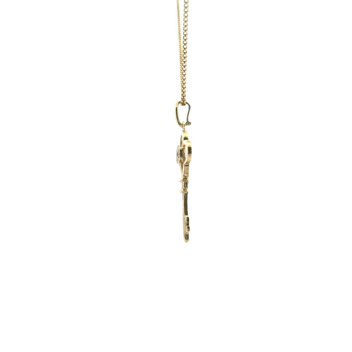 9ct Yellow Gold Diamond Key Pendant