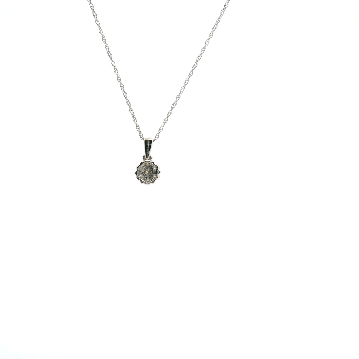 Diamond 0.15ct Flower Cluster Pendant with 14ct White Gold Necklace