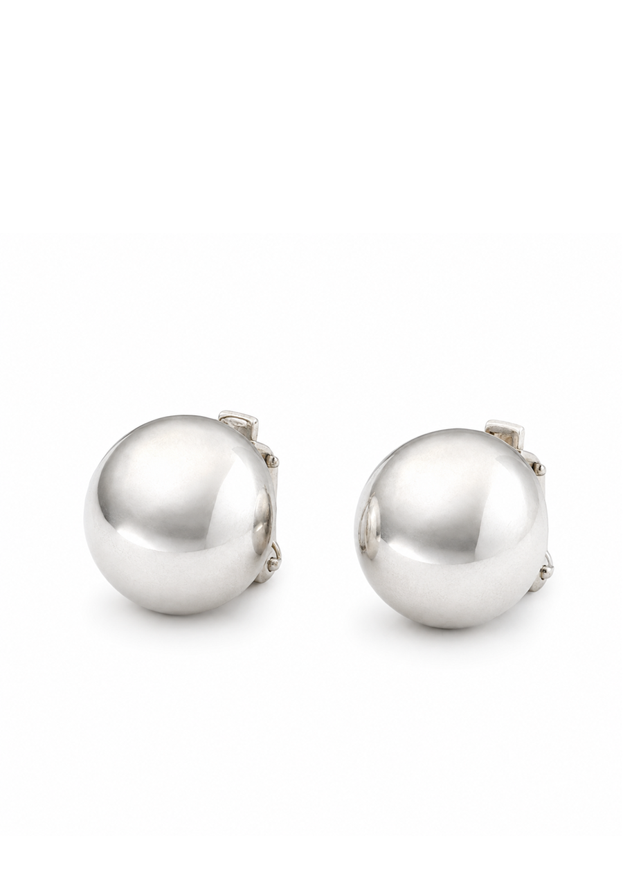 Sterling Silver Plain Dome Clip-On Earrings