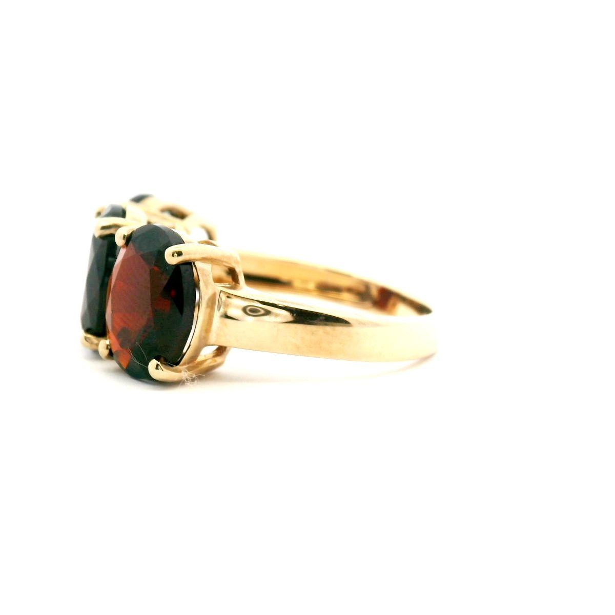 Garnet 9k Yellow Gold Three Stone Ring