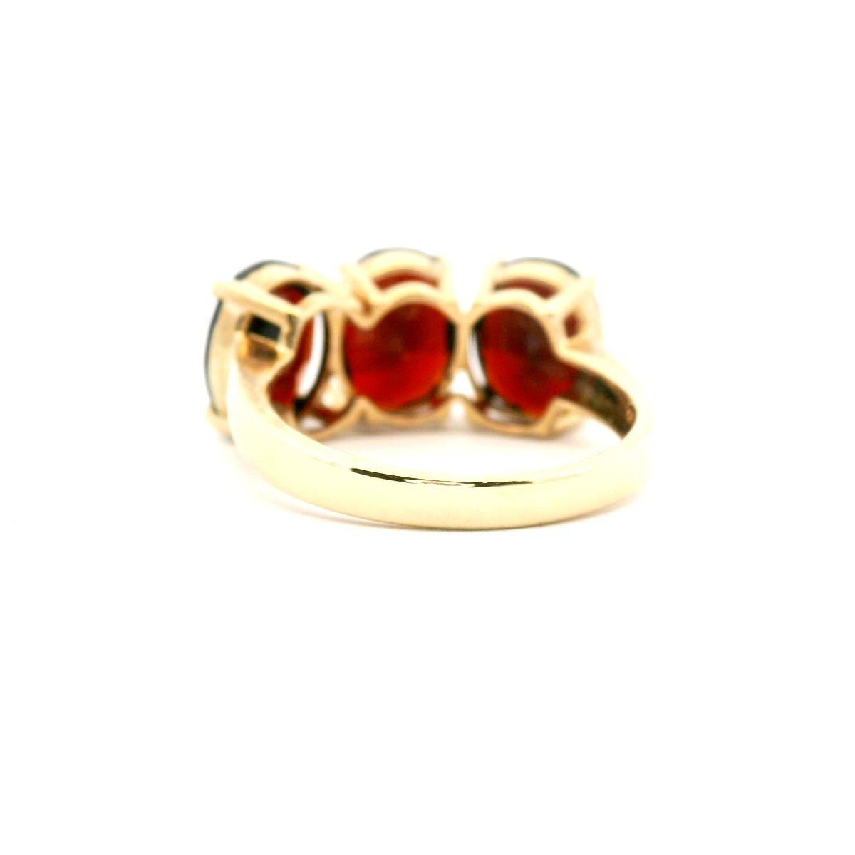 Garnet 9k Yellow Gold Three Stone Ring