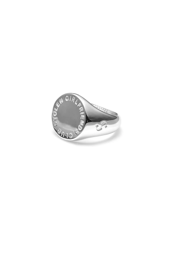 Stolen Girlfriends Club Sterling Silver  Text Logo Sovereign Ring