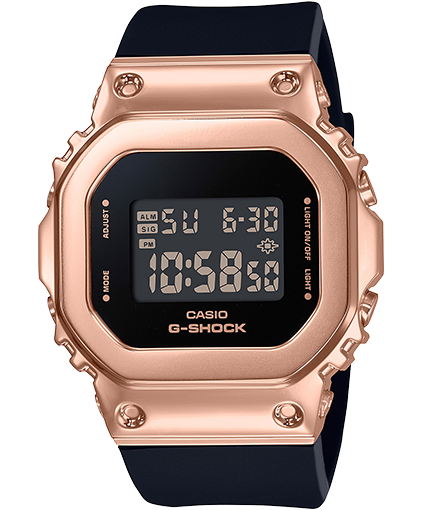 G-Shock Stainless Steel Rose Gold Black Rubber Strap Divers Water Resistant 300m Quartz Watch Code: GMS5600PG1D