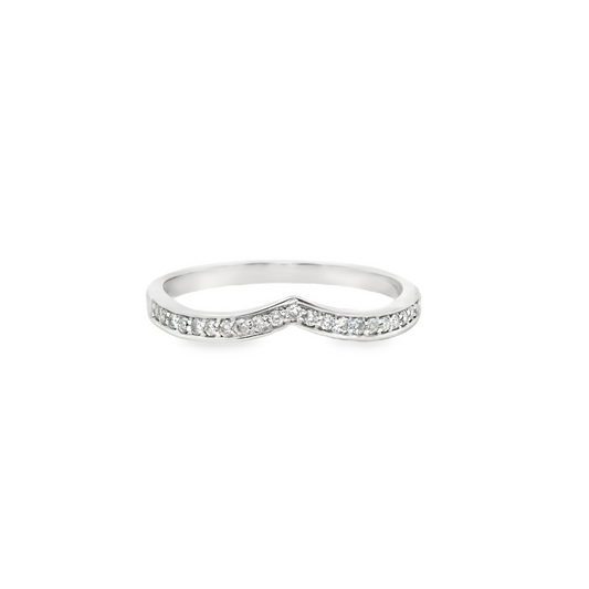 9ct White Gold Diamond Channel Set V Shape Ring