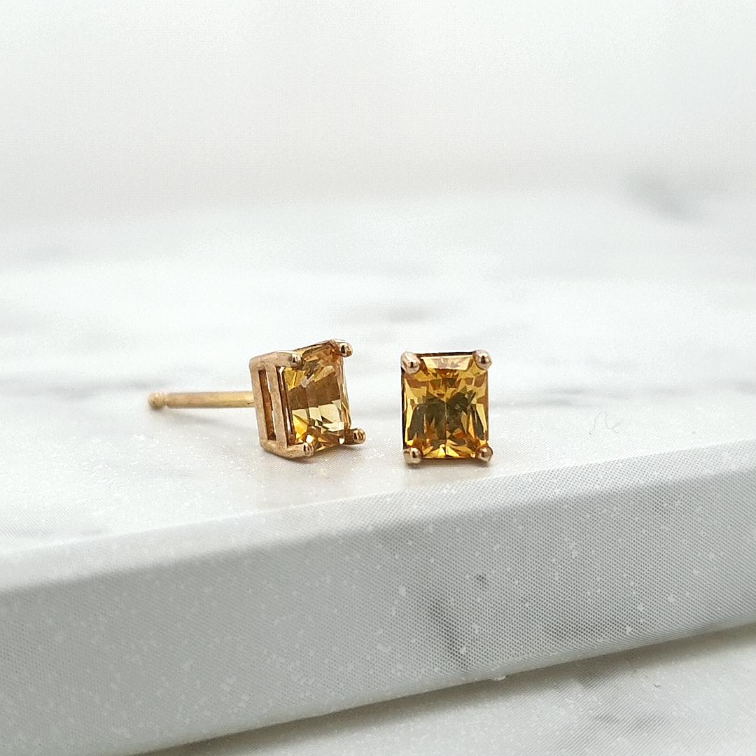 Sapphire 9k Yellow Gold Claw Set Stud Earrings