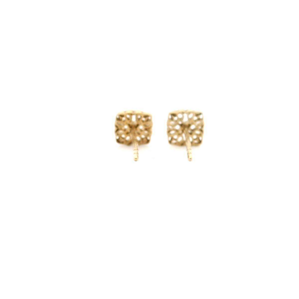 9ct Yellow Gold Square Open Filigree Style Stud Earrings