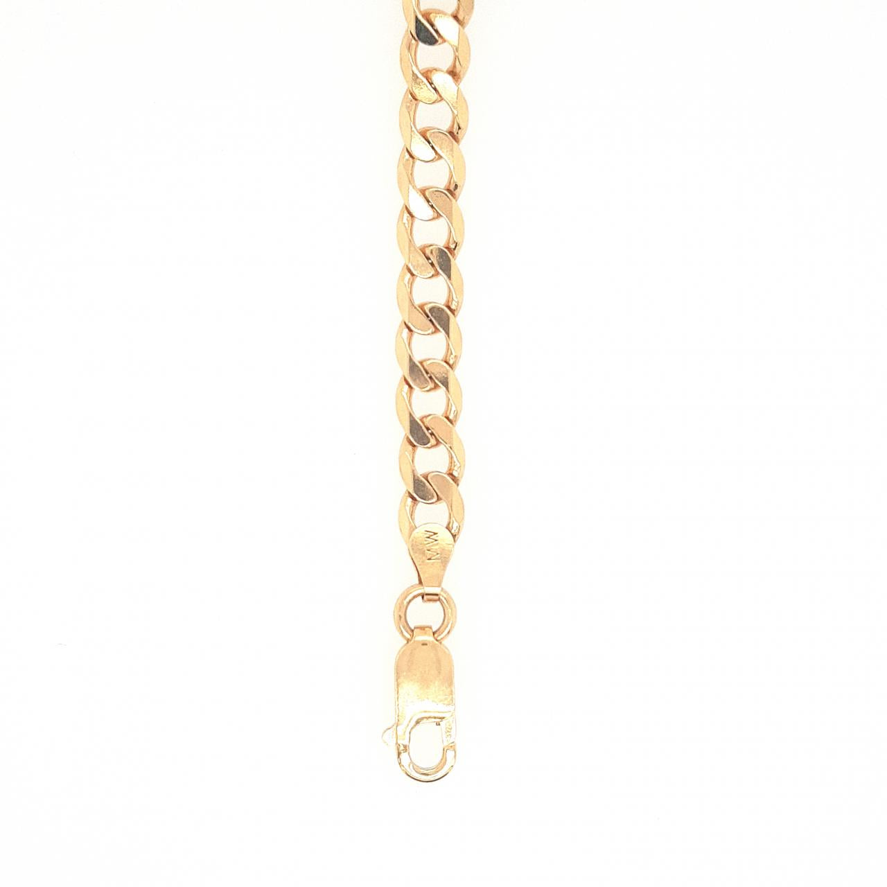 9ct Yellow Gold Flat Diamond Cut Curb Link Bracelet