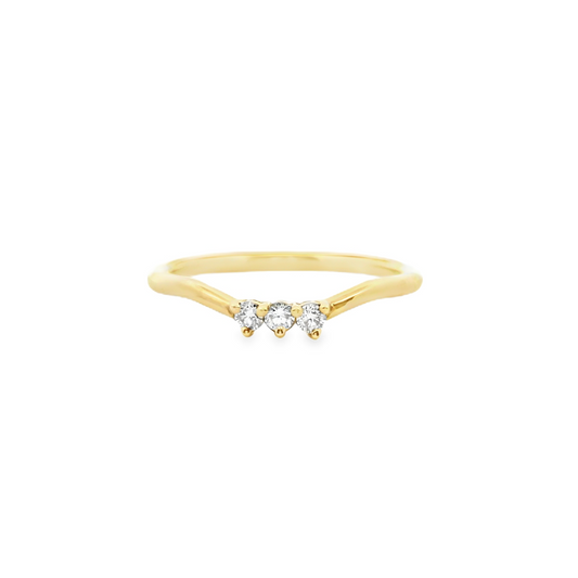 9ct Yellow Gold Diamond Curved Ring