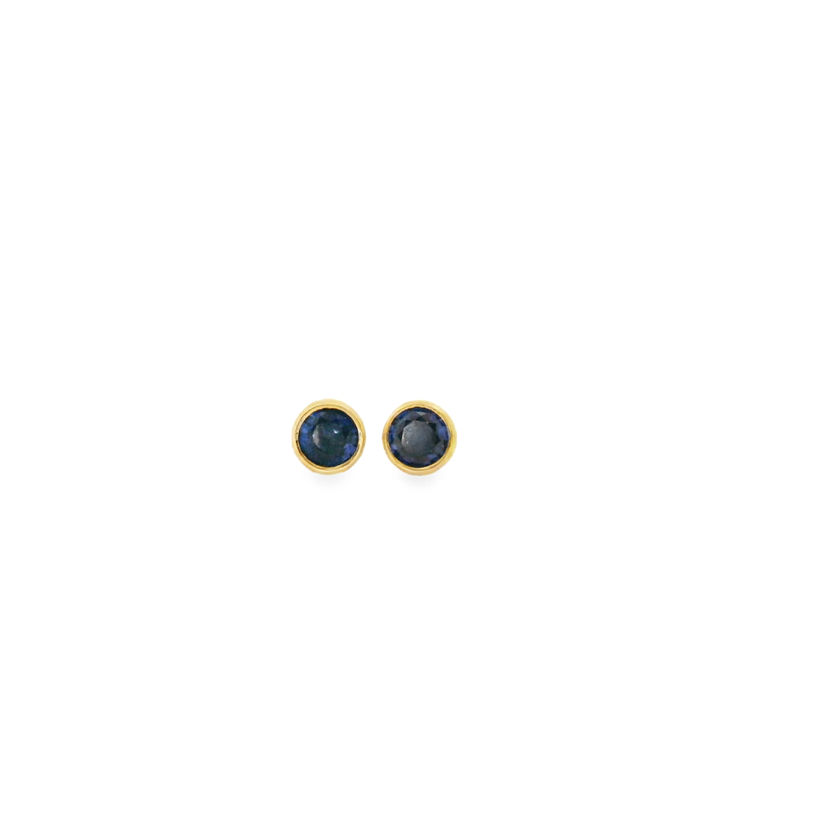 Sapphire 9k Yellow Gold Bezel Set Stud Earrings