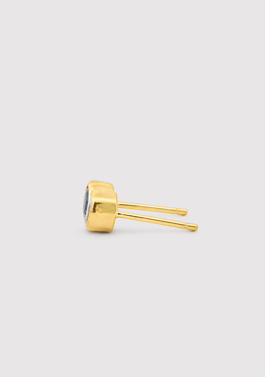 Sapphire 9k Yellow Gold Bezel Set Stud Earrings