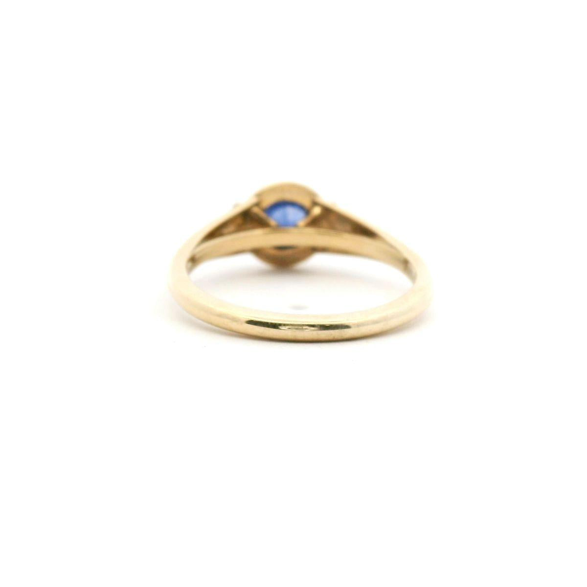 Sapphire & Diamond 9k Yellow Gold Bezel Set Signet Style Ring