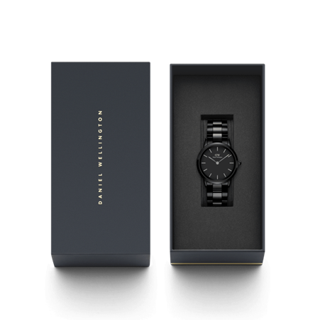Daniel Wellington 28mm Iconic Link Ceramic Black Dial Watch, Code: DW00100415