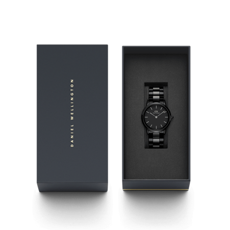 Daniel Wellington 32mm Black Iconic Link Ceramic Watch Strap with Black Dial