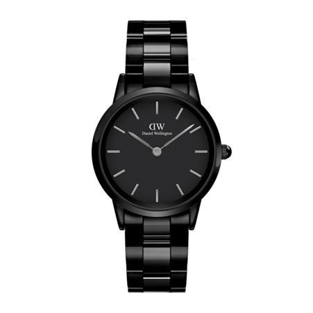 Daniel Wellington 32mm Black Iconic Link Ceramic Watch Strap with Black Dial