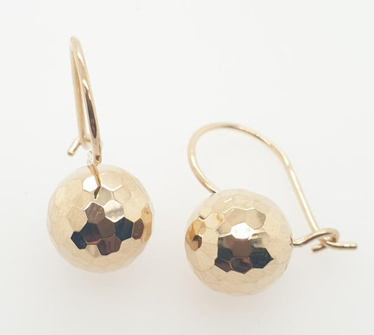 9ct Yellow Gold Faceted Euroball Earrings