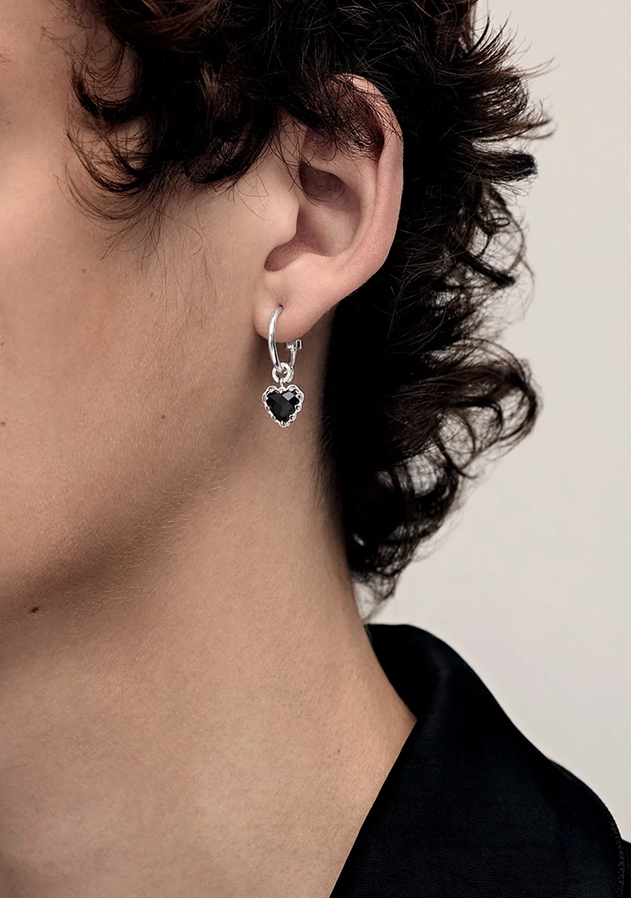 Stolen Girlfriends Club Sterling Silver Onyx Love Anchor Sleeper Earrings