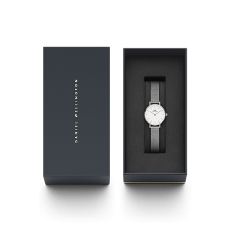 Daniel Wellington 24mm Silver Petite Pressed Mesh Strap Watch with White Dial