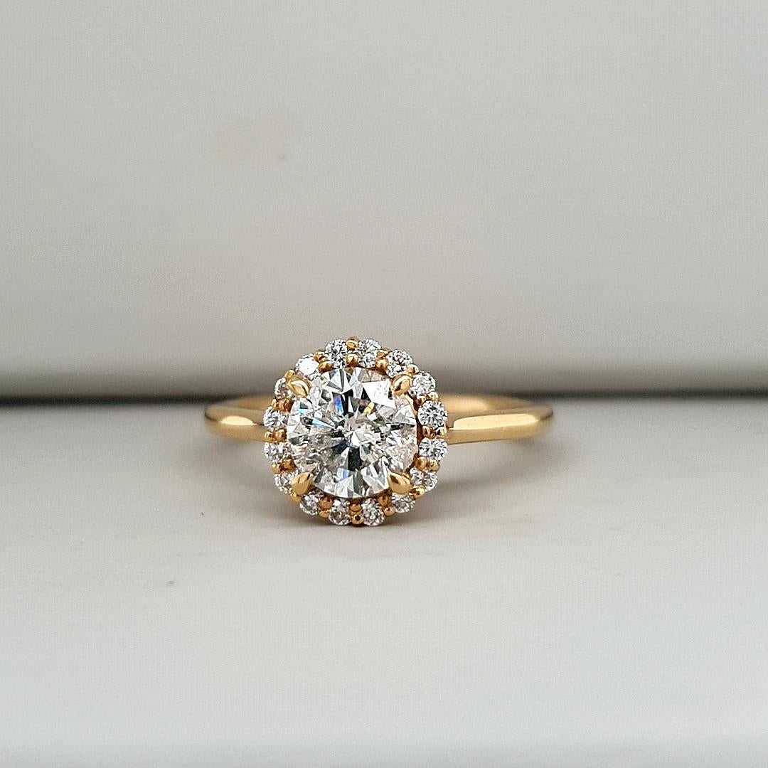 Everly Setting - 18ct Yellow Gold 1ct Round Brilliant Diamond Halo Ring