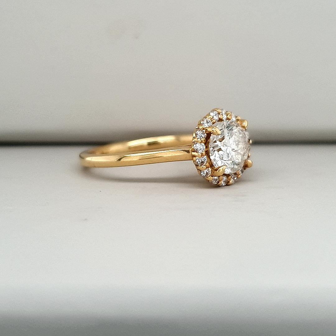 Everly Setting - 18ct Yellow Gold 1ct Round Brilliant Diamond Halo Ring