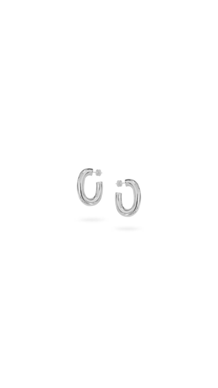 Sterling Silver Thick Semi Circle Stud Half Hoop Earrings