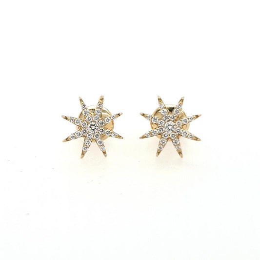 18ct Yellow Gold 0.19ct Diamond Star Stud Earrings