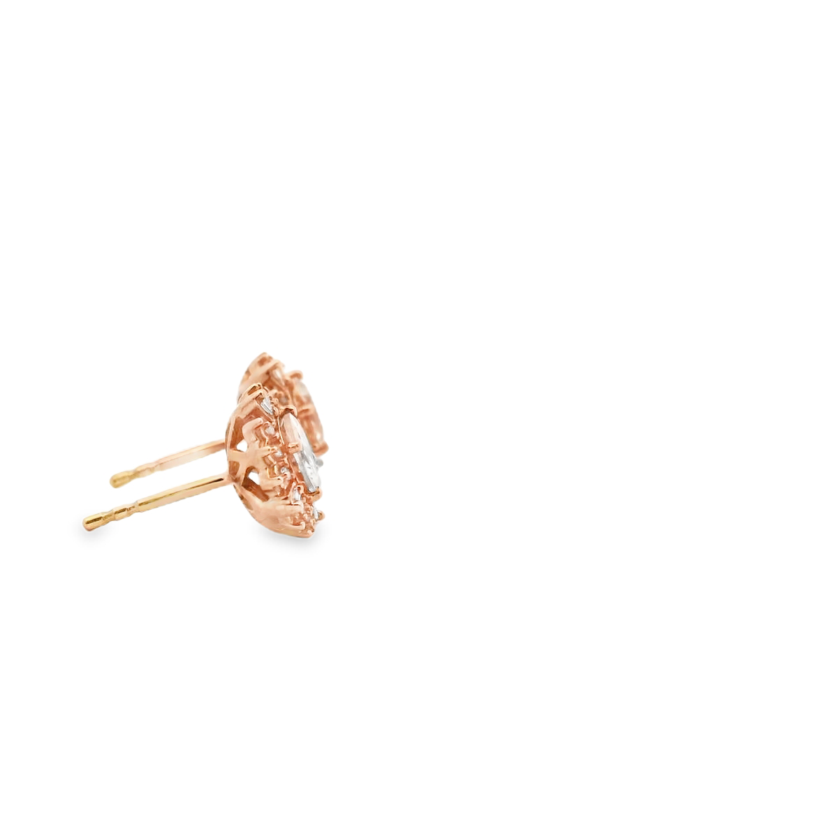 Morganite & Diamond 9k Rose Gold Mixed Shape Cluster Stud Earrings