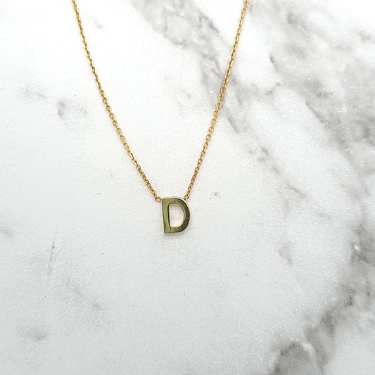9ct Yellow Gold Initial 'D' Necklace